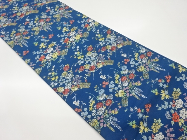 花束に梅・菊模様織出し袋帯